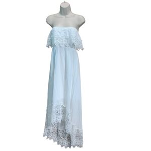 Solitaire Strapless White Lace Dress